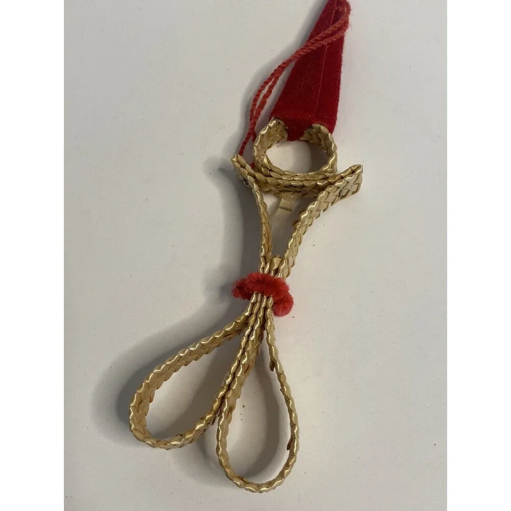 DENMARK Vintage Christmas Ornament Straw Wicker Braided Angel Santa Holiday Tree